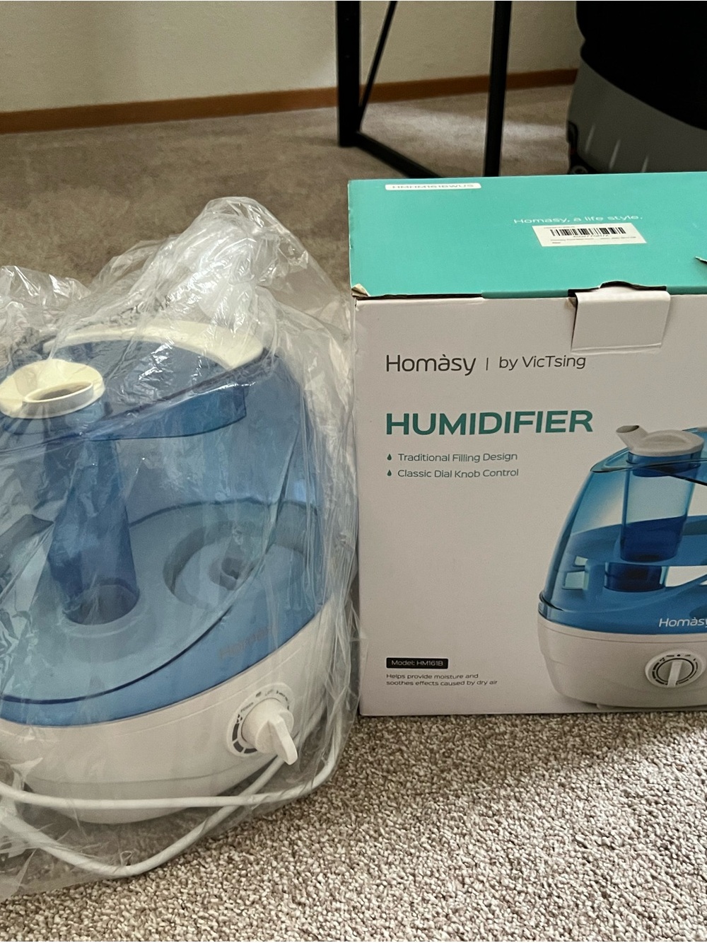 Homasy Blue Humidifier by VicTsing - 1.5L Cool Mist
